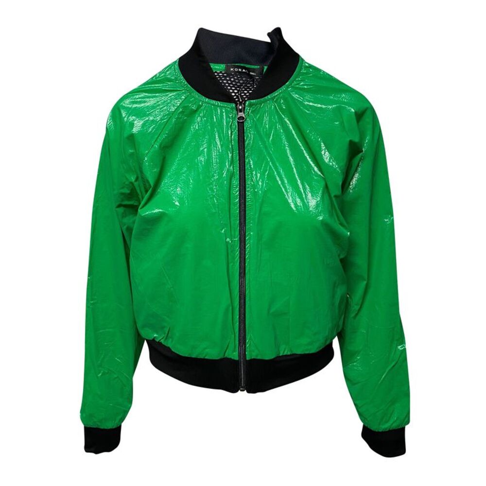 Koral Zip Up Jacket with Mesh Details in Green Polyester